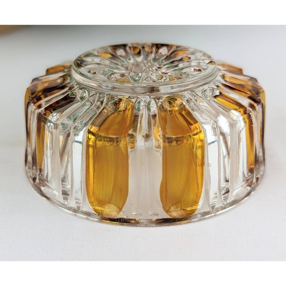 Vintage Amber Flashed Glass Trinket Dish with Lid Cut Glass Lidded Bowl - Picture 7 of 9